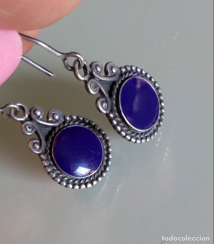 Joyeria: Pendientes de plata y esmalte azul - Foto 1
