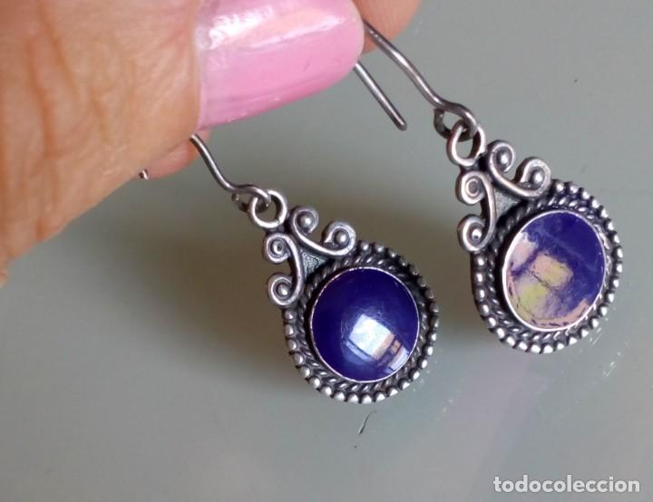 Joyeria: Pendientes de plata y esmalte azul - Foto 2