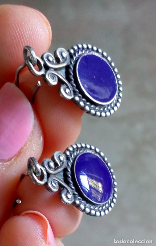 Joyeria: Pendientes de plata y esmalte azul - Foto 3