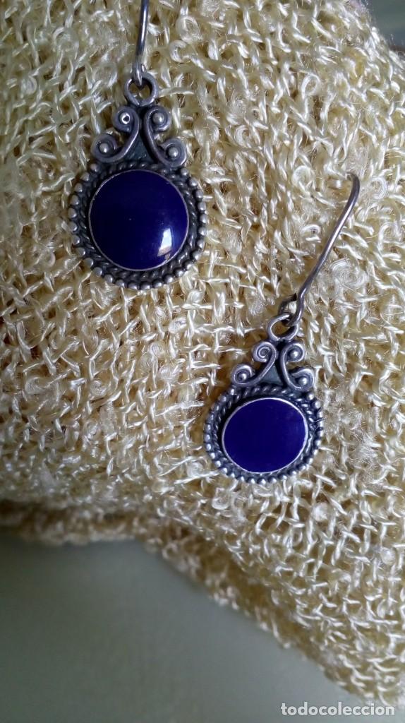 Joyeria: Pendientes de plata y esmalte azul - Foto 4