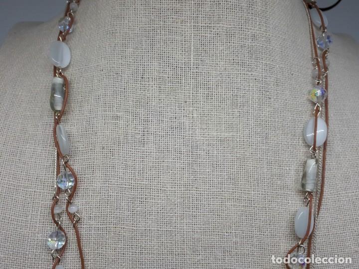 Joyeria: Collar Largo de Cuerda Abalorios Blancos y Transparentes - Foto 2