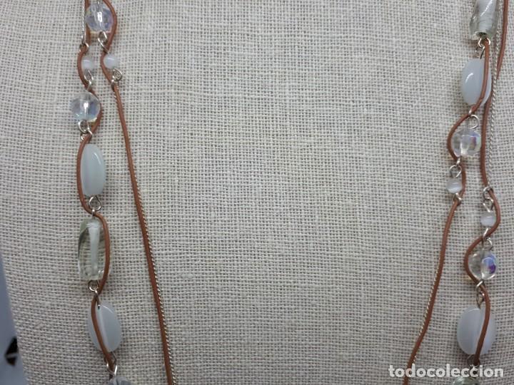 Joyeria: Collar Largo de Cuerda Abalorios Blancos y Transparentes - Foto 3