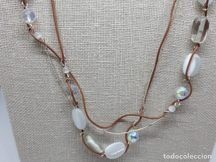 Joyeria: Collar Largo de Cuerda Abalorios Blancos y Transparentes - Foto 4