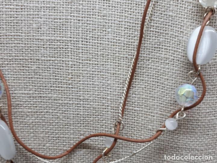 Joyeria: Collar Largo de Cuerda Abalorios Blancos y Transparentes - Foto 5