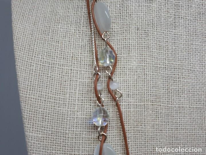 Joyeria: Collar Largo de Cuerda Abalorios Blancos y Transparentes - Foto 7