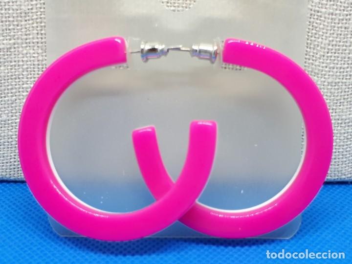 Joyeria: Pendiente Aro Abierto Rosa y Blanco - Foto 1