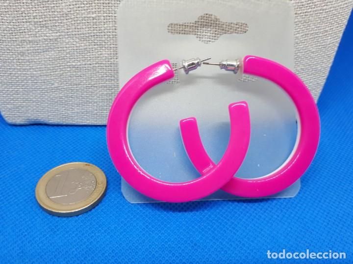 Joyeria: Pendiente Aro Abierto Rosa y Blanco - Foto 7