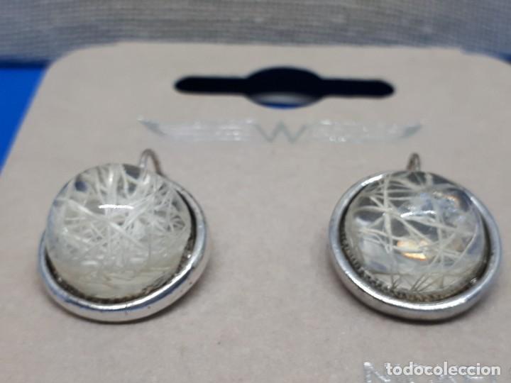 Joyeria: Pendiente Media Esfera Transparente con Hilo - Foto 4