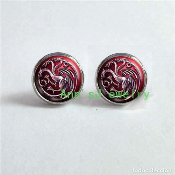 Gioielleria: pendientes targaryen plateados 1,3 cm + broche mano del rey