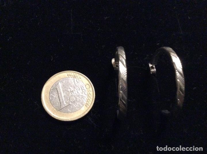 Joyeria: Pendientes aros con ba&ntilde;o de plata de ley labrado - Foto 3