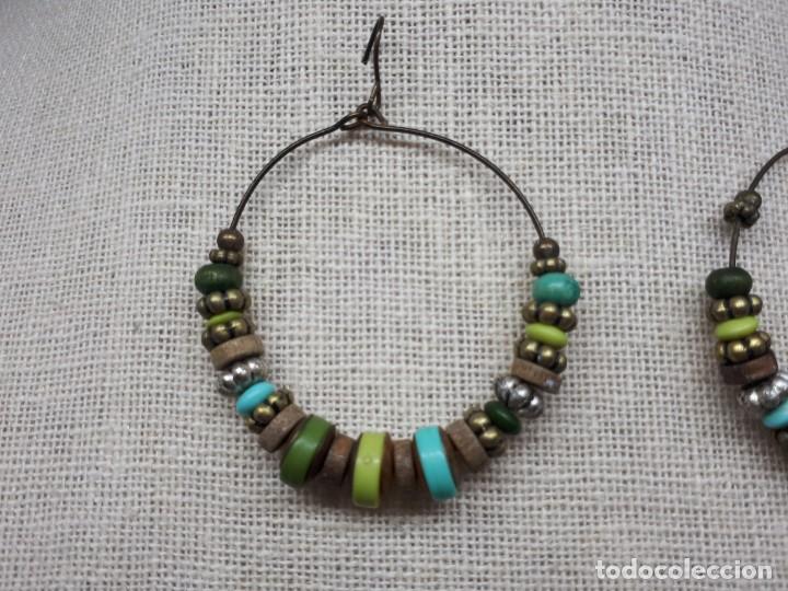 Joyeria: Pendientes Aro de Acero con Abalorios Tipo Tribal - Foto 2