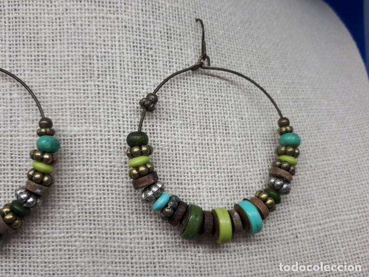 Joyeria: Pendientes Aro de Acero con Abalorios Tipo Tribal - Foto 3