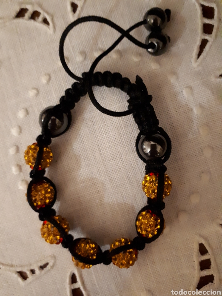 Joyeria: Pulsera ajustable negra abalorios brillantes - Foto 2