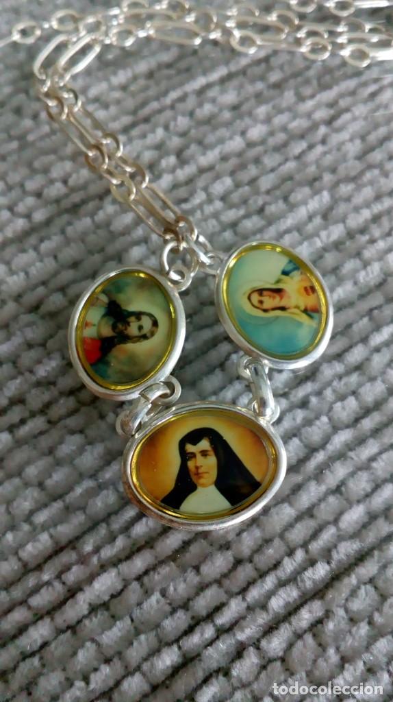 Joaillerie: Collar de plata con tres medallas de plata...