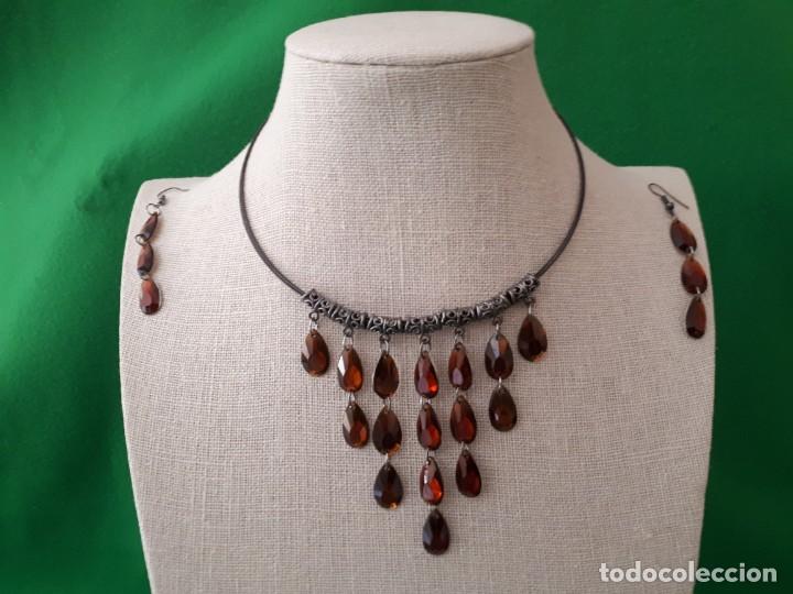 Joyeria: Conjunto Collar y Pendientes Marrones - Foto 1