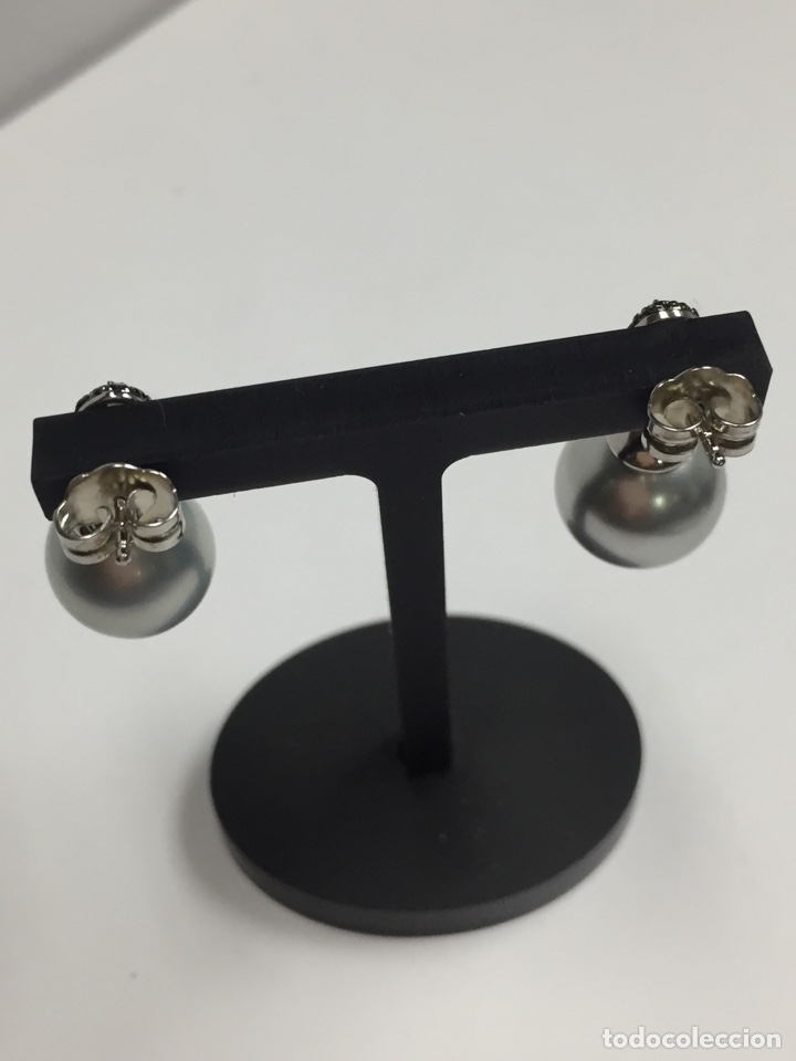 Joyeria: Pendientes de plata con perla y circonitas negras /P197 - Foto 5