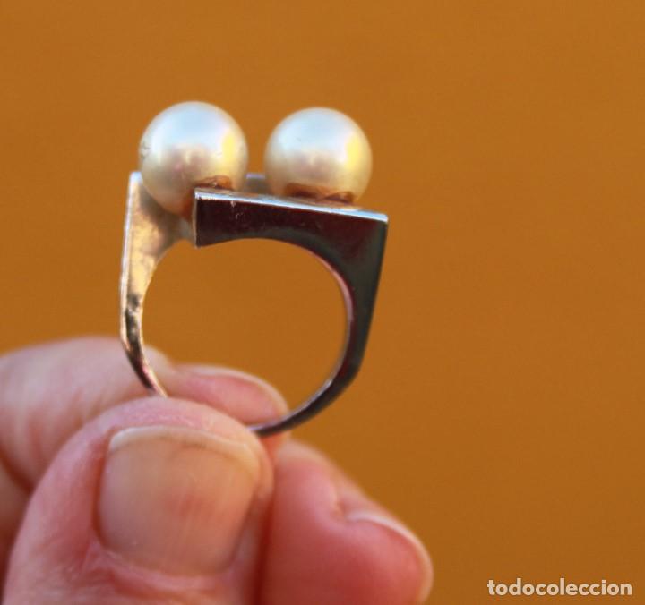 Joyeria: Anillo de perlas de los a&ntilde;os 50, plateado - Foto 2