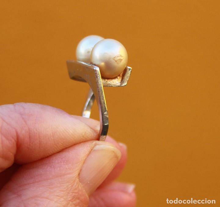 Joyeria: Anillo de perlas de los a&ntilde;os 50, plateado - Foto 3