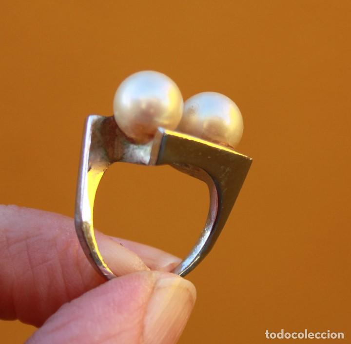 Joyeria: Anillo de perlas de los a&ntilde;os 50, plateado - Foto 4