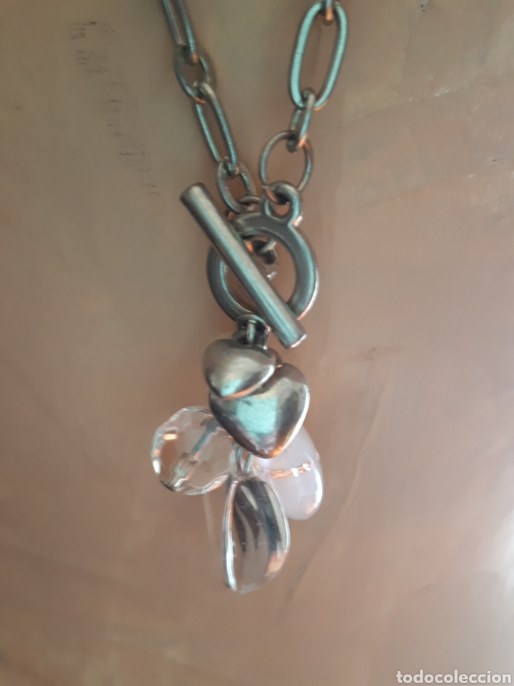 Joaillerie: Collar plateado cuentas metal y transparentes