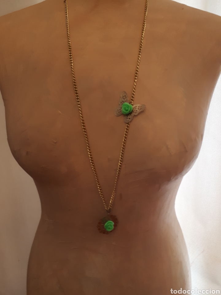 Joaillerie: Collar mariposa flores verdes