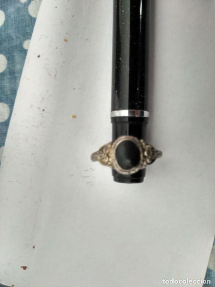 Joyeria: antiguo anillo  en plata con piedra negra