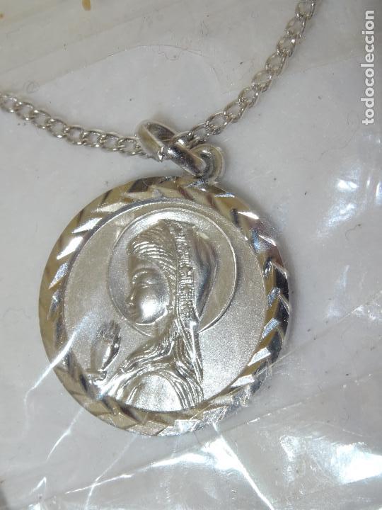 Gioielleria: ANTIGUA MEDALLA Y CADENA - VIRGEN MARIA - CHAPADA COLOR PLATA