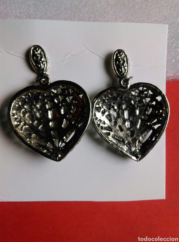 Joyeria: Antiguos pendientes tipo filigrana coraz&oacute;n - Foto 3