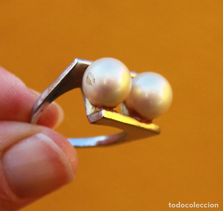Joyeria: Anillo de perlas de los a&ntilde;os 50, plateado - Foto 1