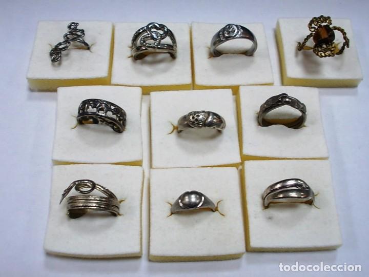 Joyeria: Lote de 10 sortijas diferentes diametros y modelos. - Foto 1