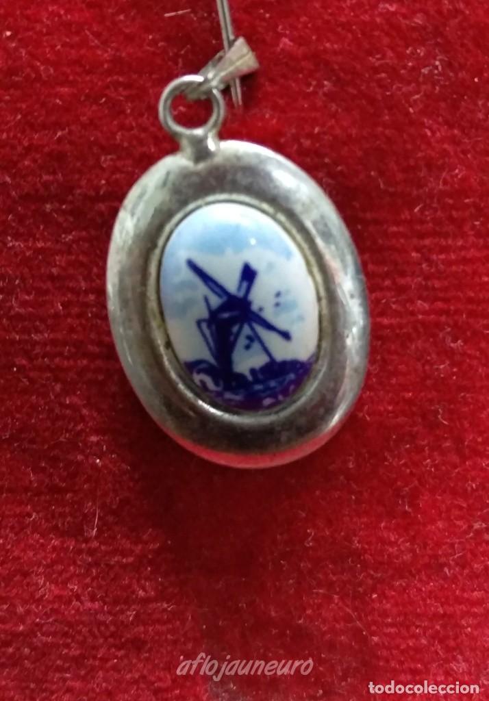 Joyeria: Bonito colgante de plata y porcelana esmaltada