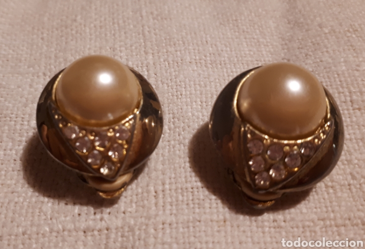 Gioielleria: Pendientes perla dorado vintage