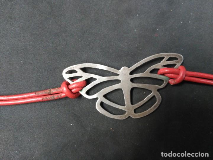 Joyeria: PULSERA DE PLATA Y CUERO, MARIPOSA - Foto 2