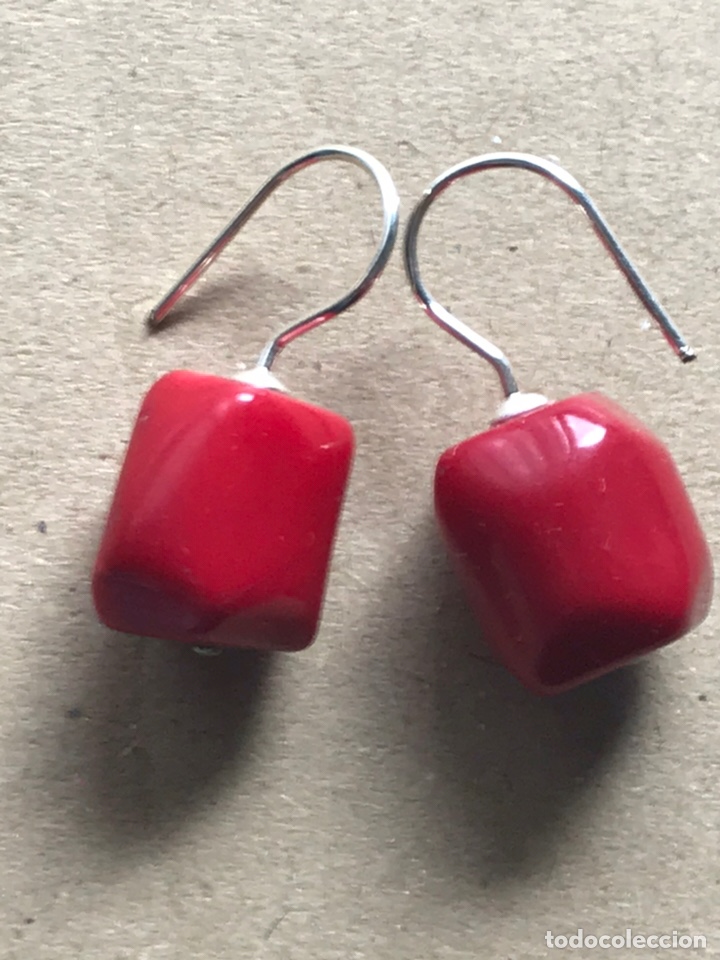 Schmuck: Pendientes coral rojo y plata 925