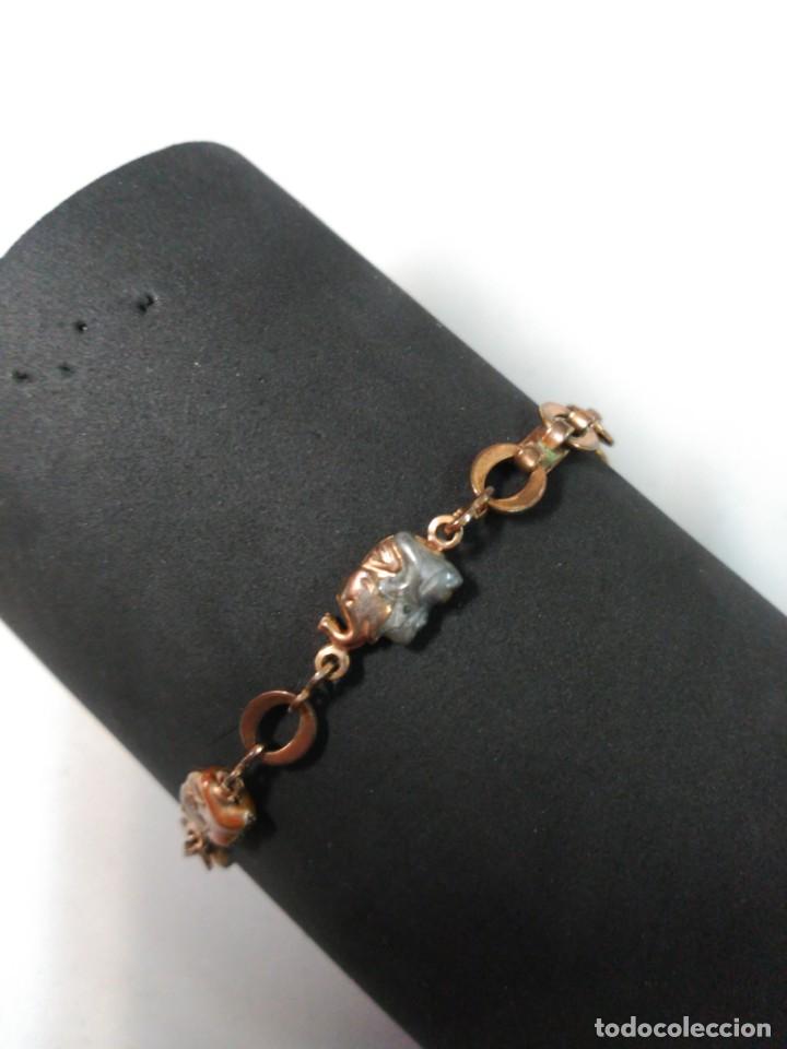 Joaillerie: PULSERA DE METAL DORADO Y 3 ELEFANTES CON LA TROMPA PARA ARRIBA