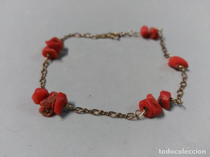 Joyeria: PULSERA BA&Ntilde;O DE ORO DE 14 K Y CORALES