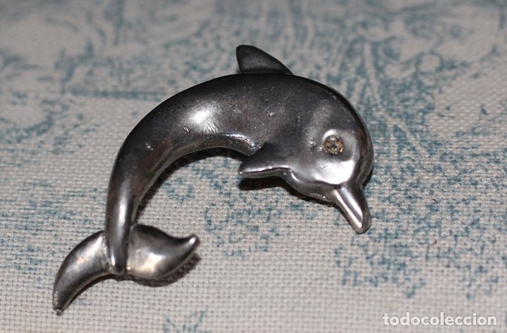 Joyeria: ANTIGUO BROCHE DELFIN EN PLATA - Foto 1