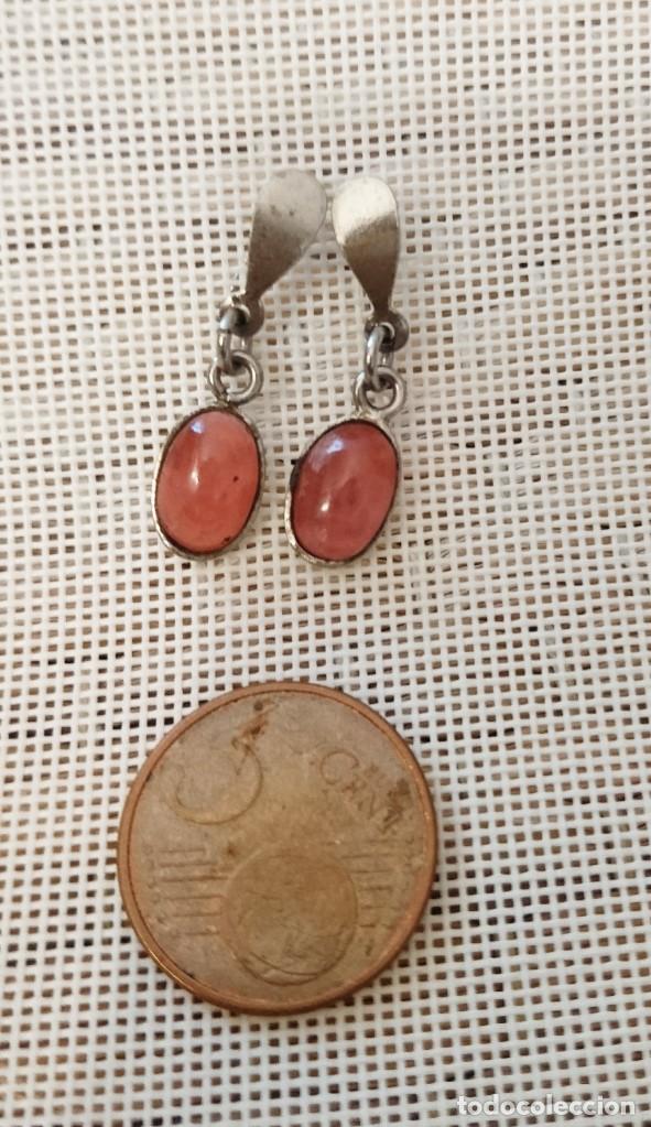 Joyeria: Pendientes plateados piedra rosa - Foto 2