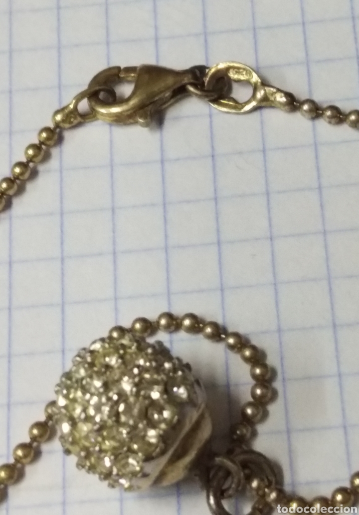 Joaillerie: Curiosa cadena en plata dorada 925 y colgante vintages
