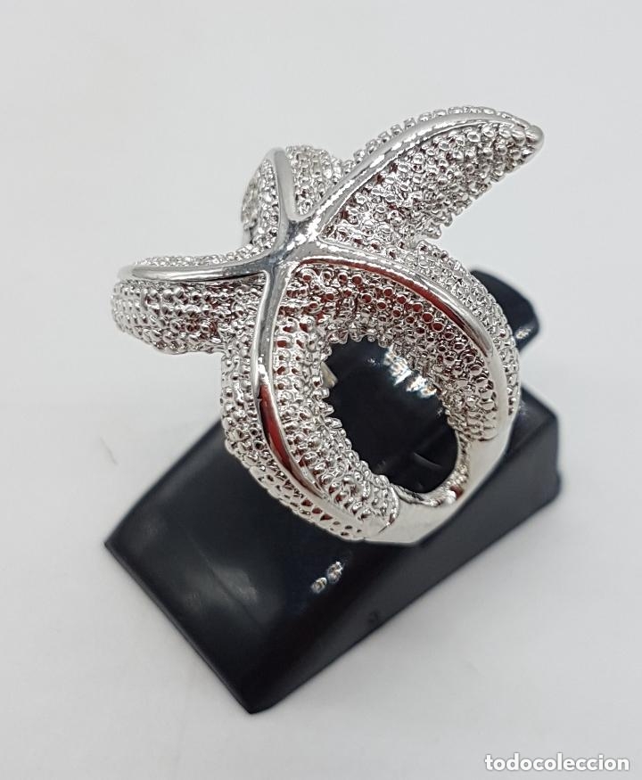 Joyeria: Original y elegante anillo con ba&ntilde;o de plata con forma de estrella de mar. - Foto 2