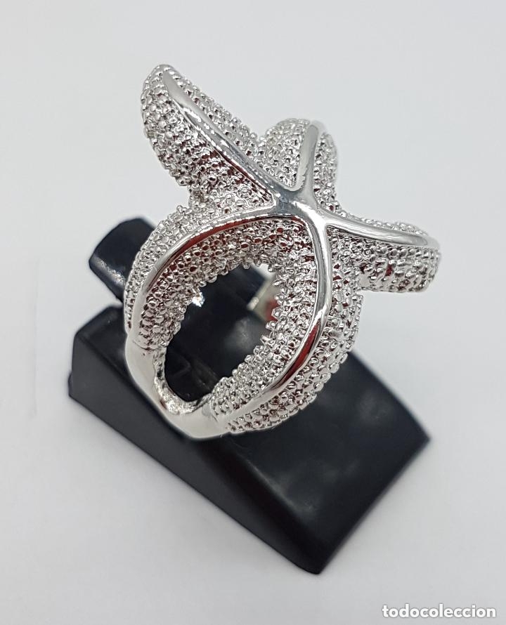 Joyeria: Original y elegante anillo con ba&ntilde;o de plata con forma de estrella de mar. - Foto 3