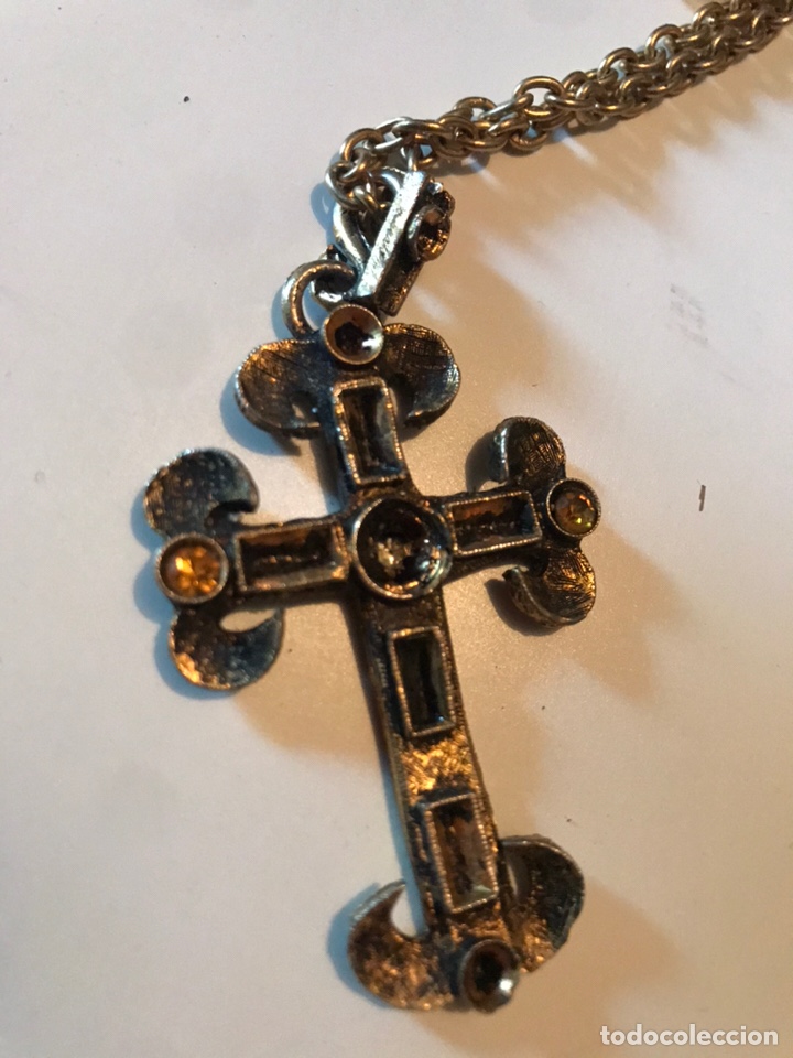 Joyeria: ANTIGUO COLLAR CON CRUZ EN CHAPA DE ORO - Foto 1
