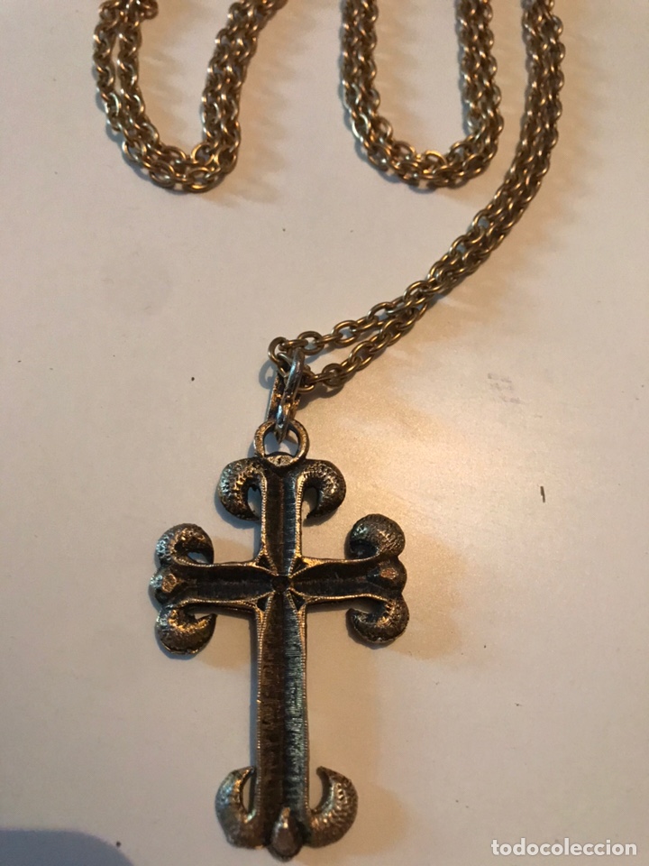 Joyeria: ANTIGUO COLLAR CON CRUZ EN CHAPA DE ORO - Foto 2