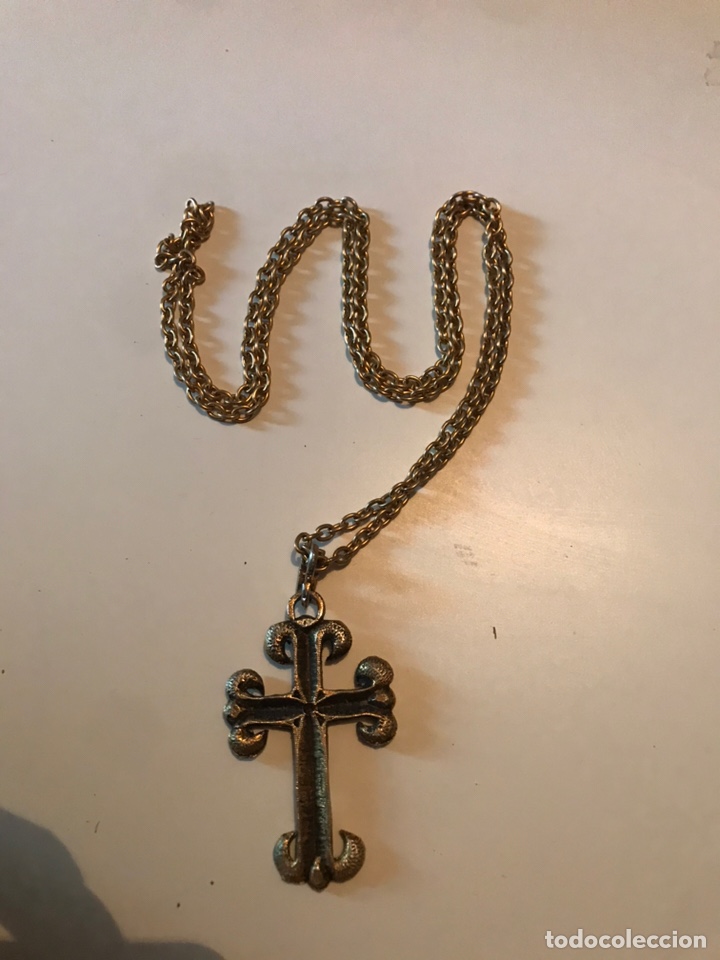 Joyeria: ANTIGUO COLLAR CON CRUZ EN CHAPA DE ORO - Foto 3