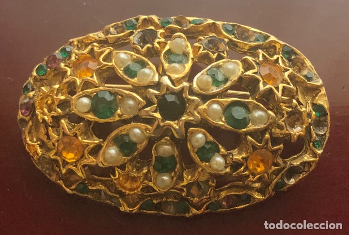 Joyeria: Broche dorado en bronce y pedrer&iacute;a - Foto 1