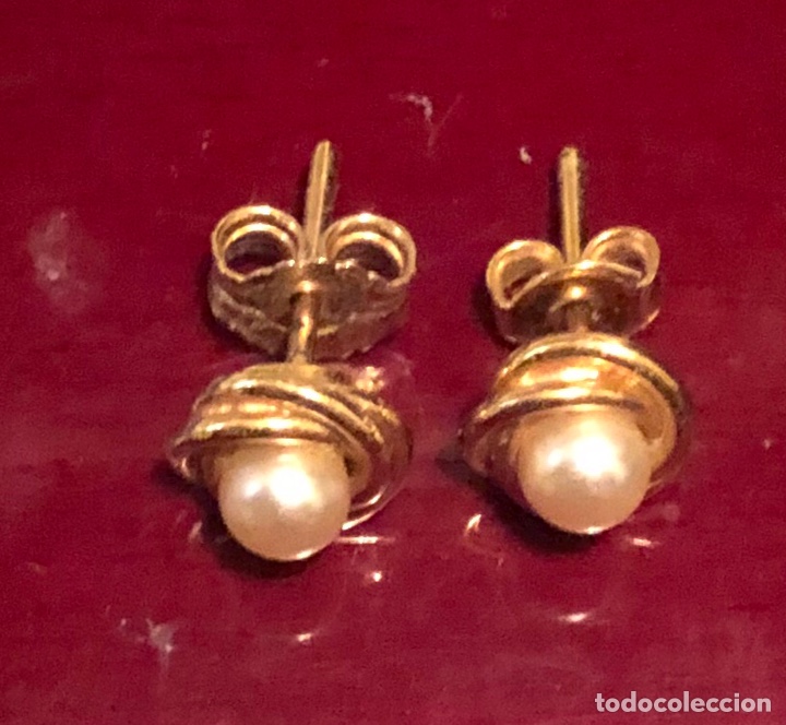 Joyeria: Pareja de pendientes chapados en oro - Foto 1