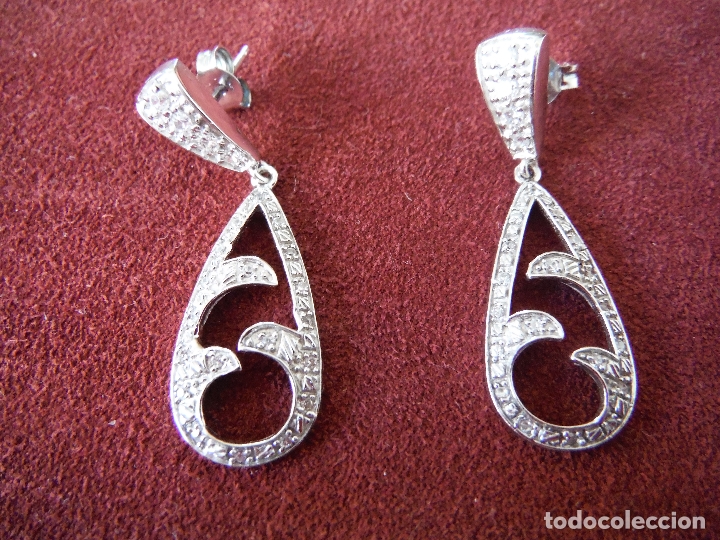 Joyeria: PENDIENTES LARGO PLATA LEY 725 CON CIRCONITAS - Foto 2