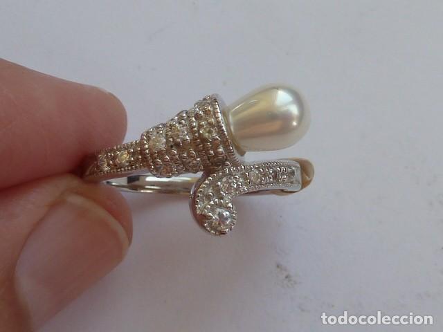 Schmuck: ANILLO de PLATA DE 925 MM CON CIRCONITAS y perla blanca