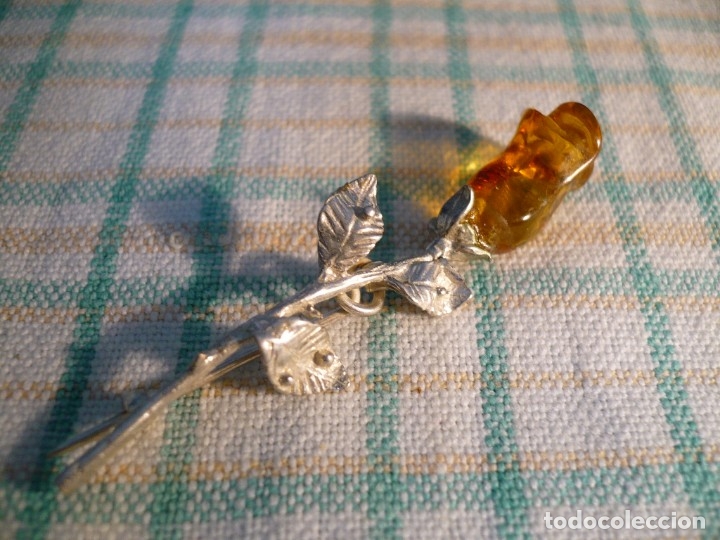 Joyeria: &Aacute;MBAR DEL B&Aacute;LTICO. BROCHE ROSA. PLATA DE LEY - Foto 2