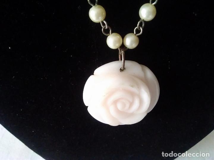 Joyeria: 54-COLLAR ANTIGUO FLOR DE CORAL BLANCO Y PERLITAS - Foto 1